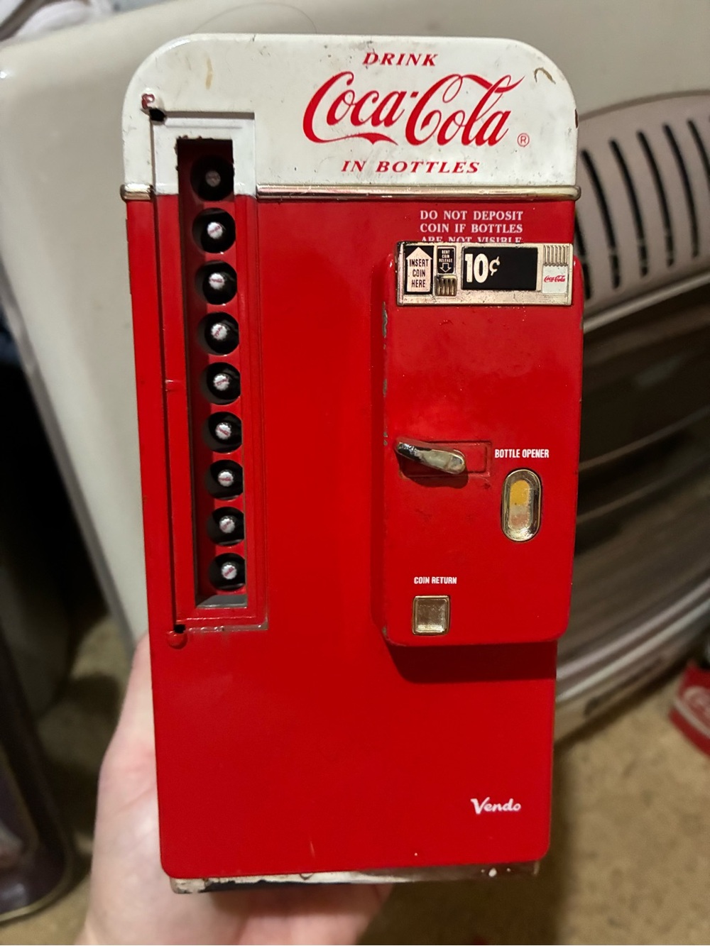 Coca-Cola Red and White Miniature Vendo Machine Replica